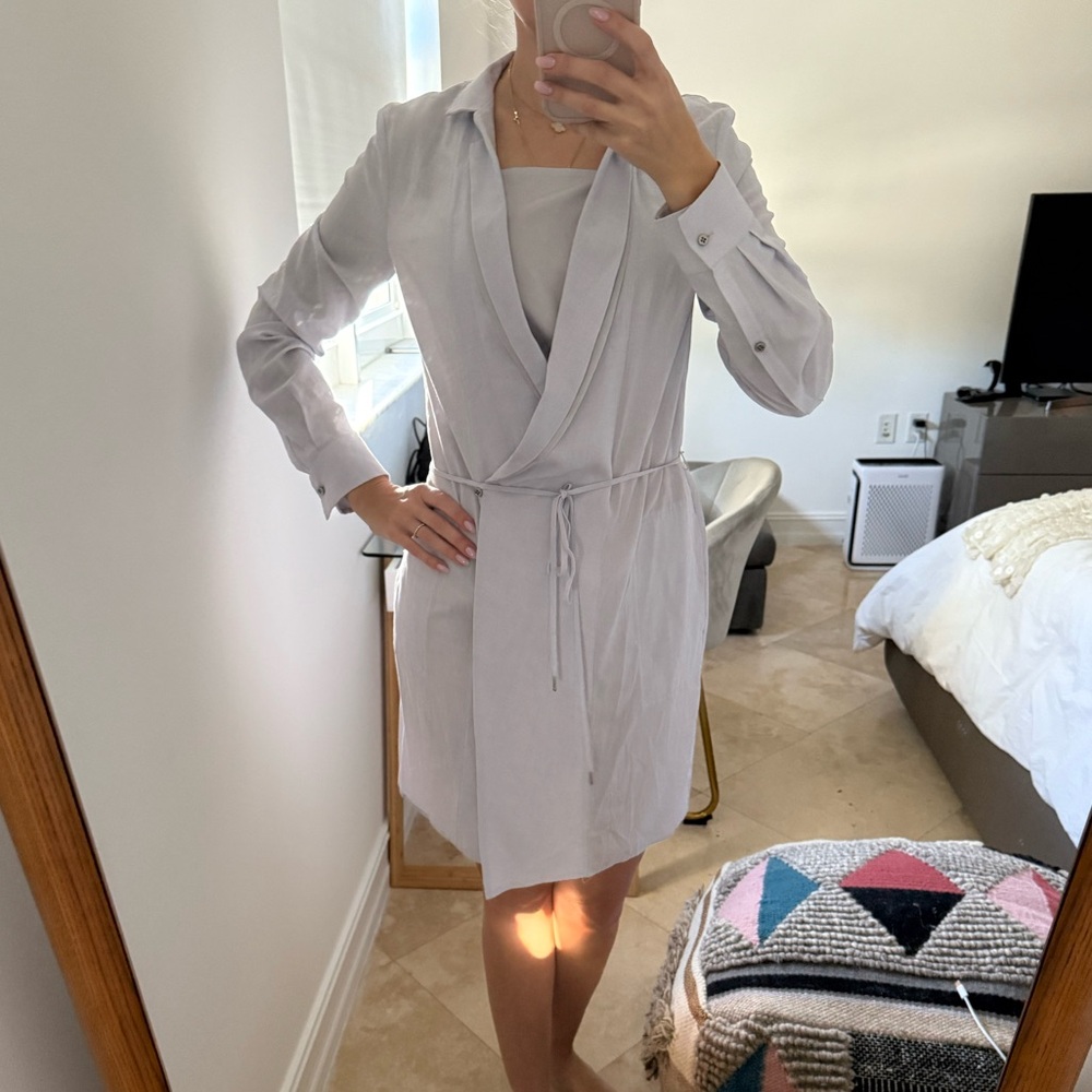 Lilac silk wrap around dress